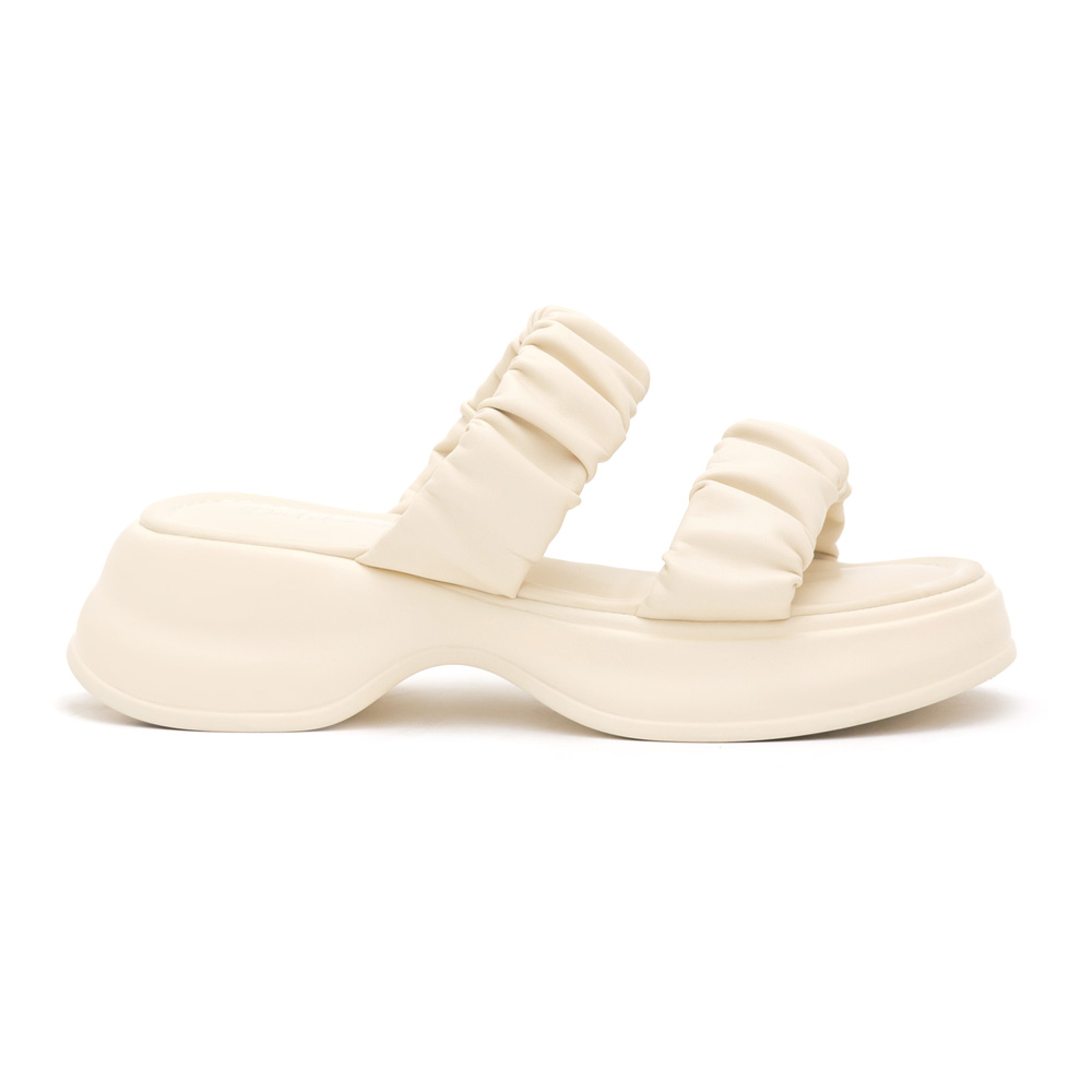 Comfy Ruched Details Lightweight Sandals Beige