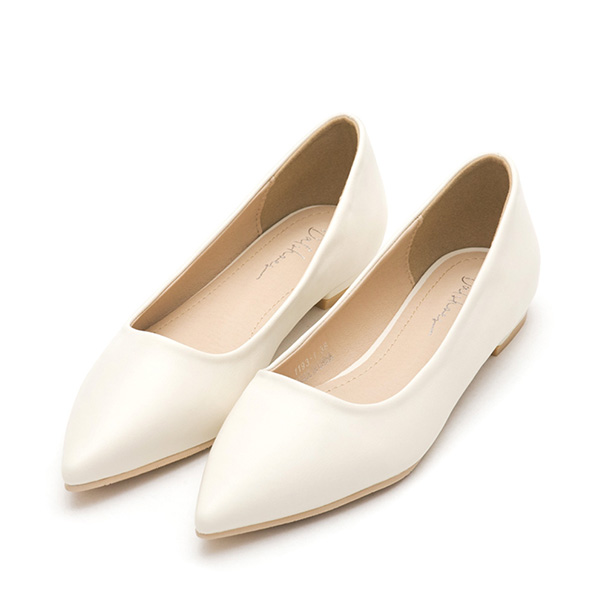 Classic Pointed Toe Ballet Flats White