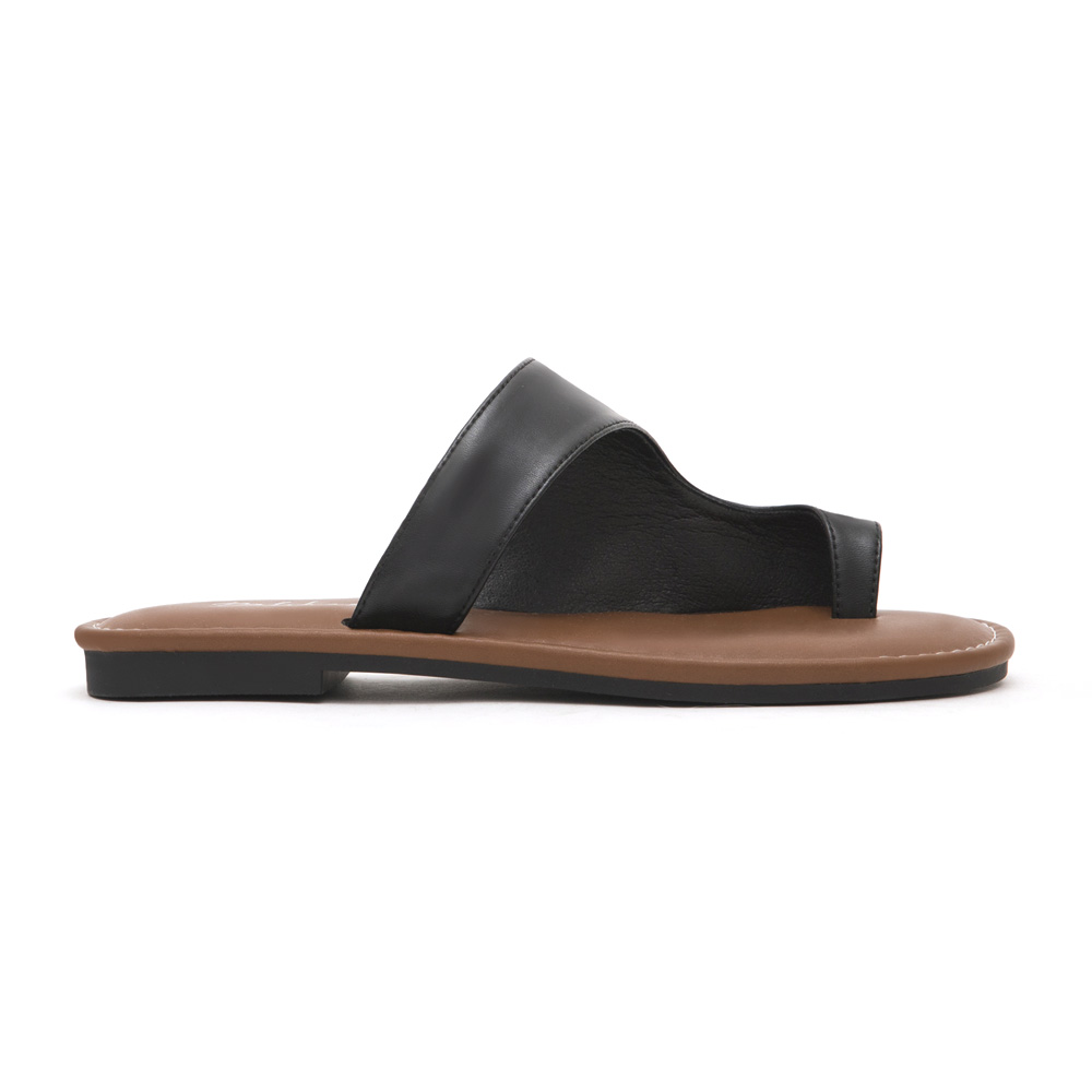 Streamlined Toe Ring Soft Slippers Black