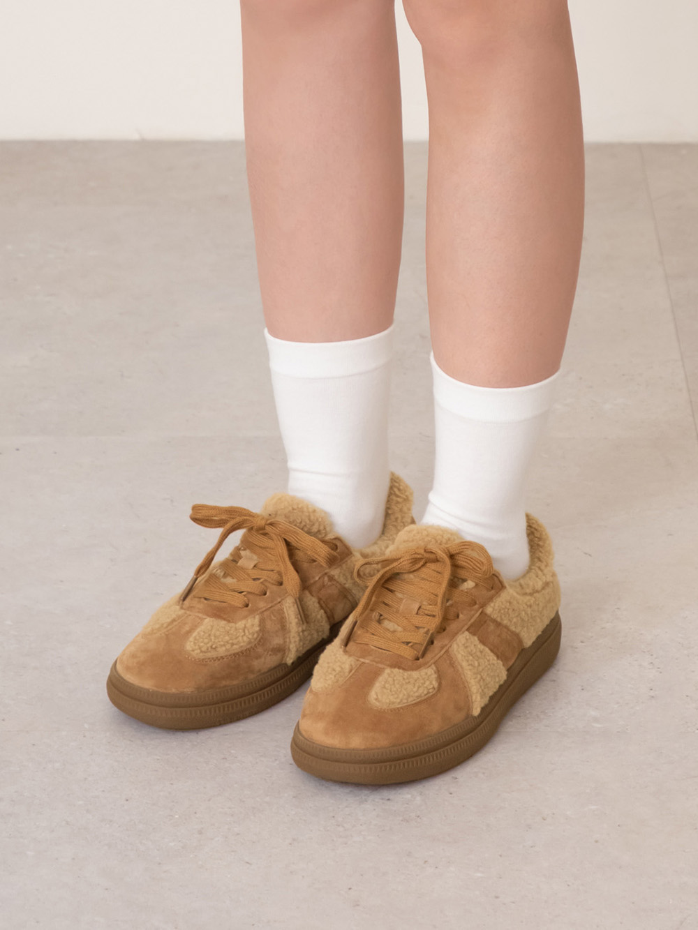 泰迪熊QQ毛加厚底德訓鞋 棕色