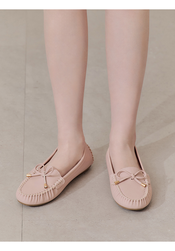 Soft MIT Bow Loafer Moccasins Nude pink