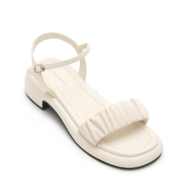 Marshmallow Single Strap Ruched Sandals Vanilla