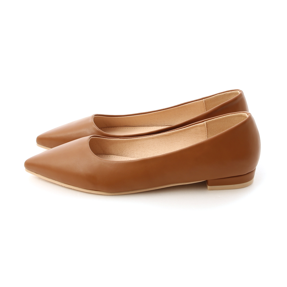 Classic Pointed Toe Ballet Flats Brown
