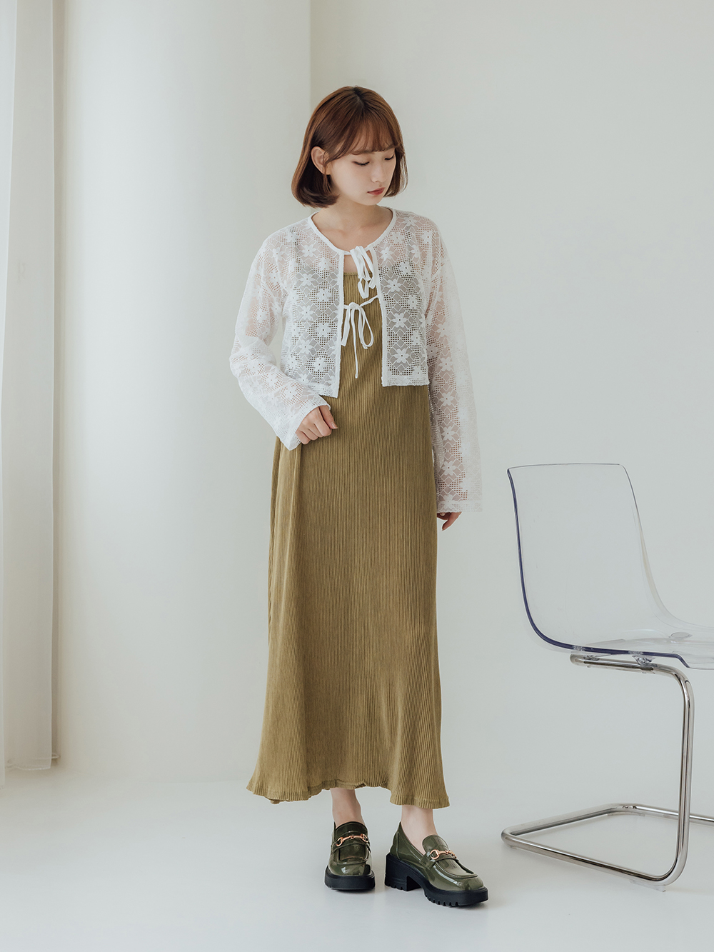 貴族學院.漆皮馬銜釦厚底輕量樂福鞋 復古綠