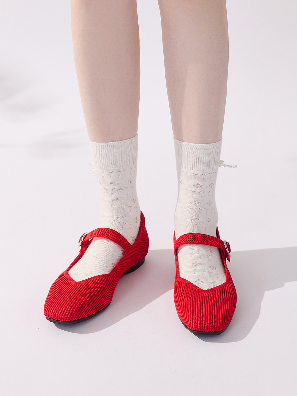 【3D零感雲織鞋】方頭瑪莉珍鞋 熱戀紅