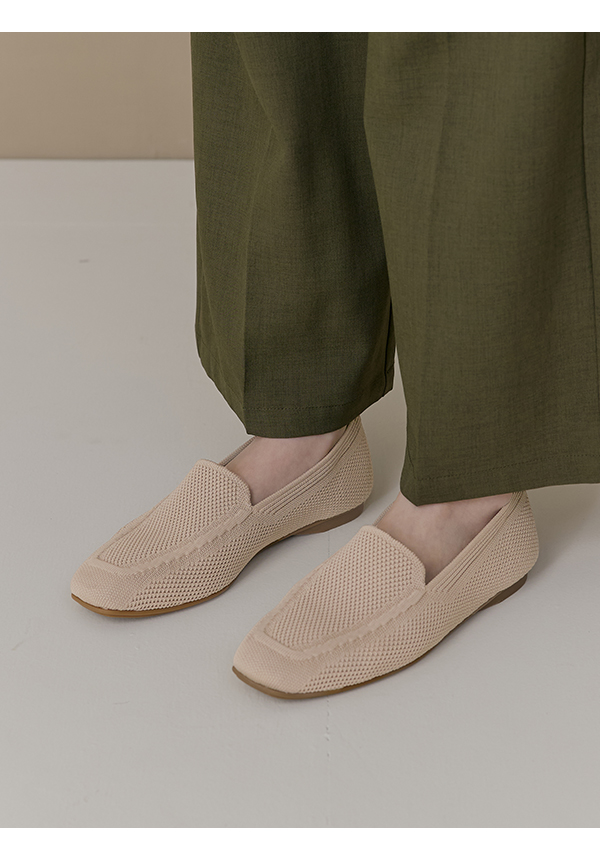 【3D零感雲織鞋】素面方頭樂福鞋 密茶杏