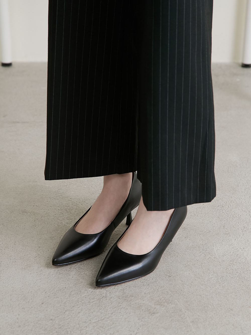 【真皮系列】5cm全能氣墊真皮中跟鞋 黑色