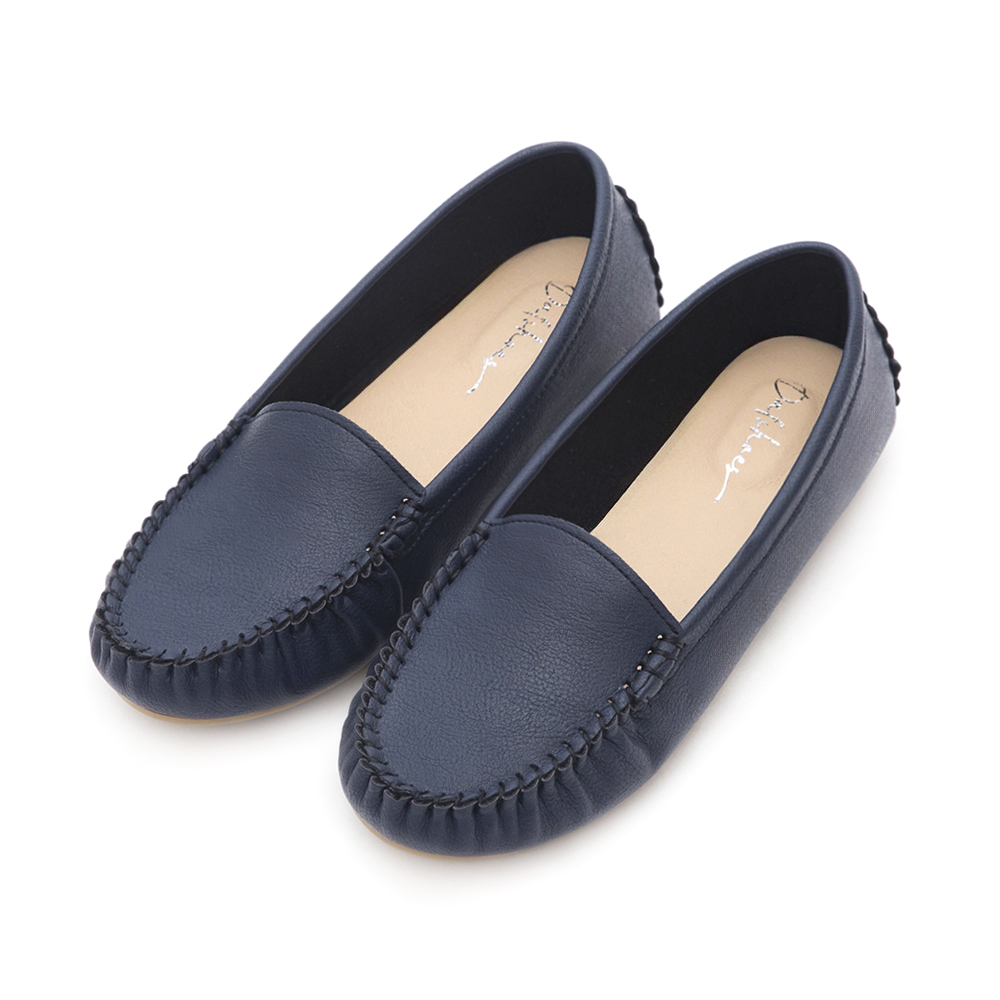 MIT Solid Moccasin Loafers Blue