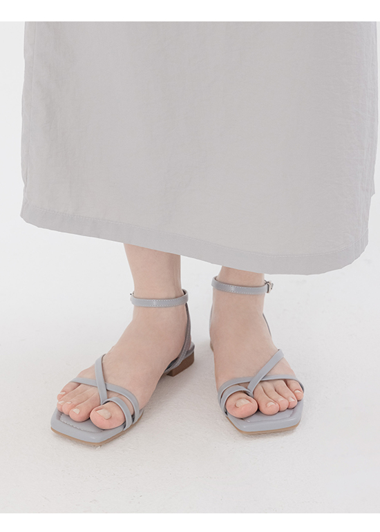 Toe Loop Strappy Flat Sandals Serenity Blue