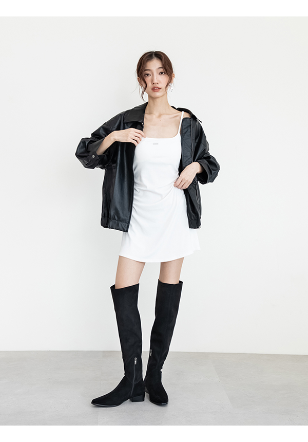 慵懶嬉皮西部堆堆長靴 黑色