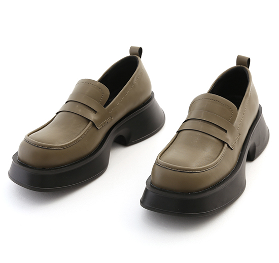Classic Lightweight Thick-Soled Loafers Olive Green