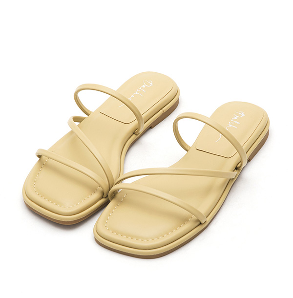 Cross Strap Flat Sandals Yellow