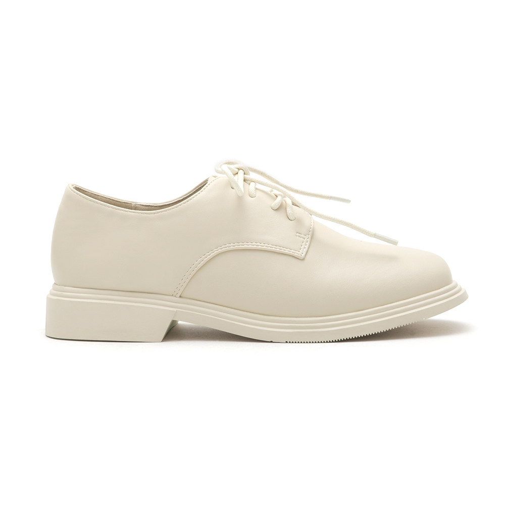 Soft Lace-Up Derby Shoes French Vanilla White