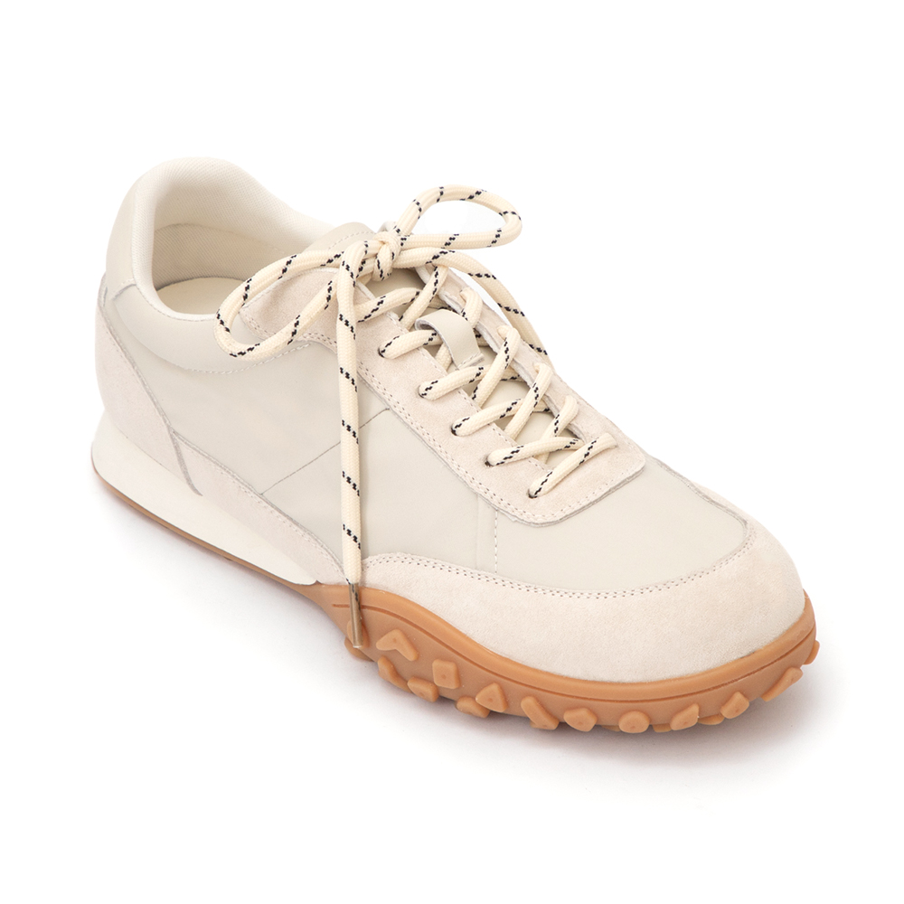  機能增高真皮阿甘休閒鞋 米白