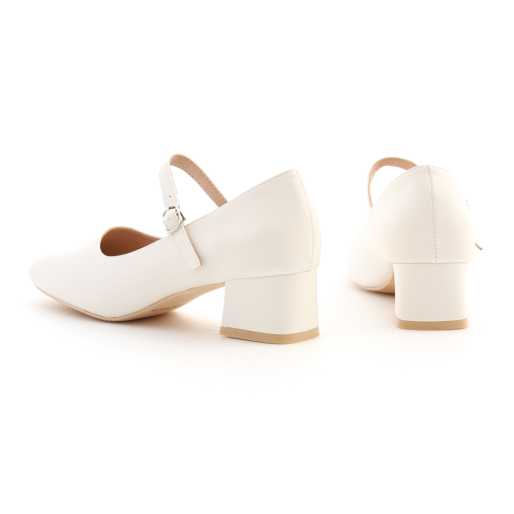 Heeled Mary Jane Shoes White