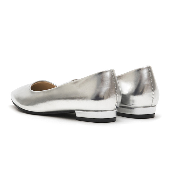 Classic Pointed Toe Ballet Flats Silver