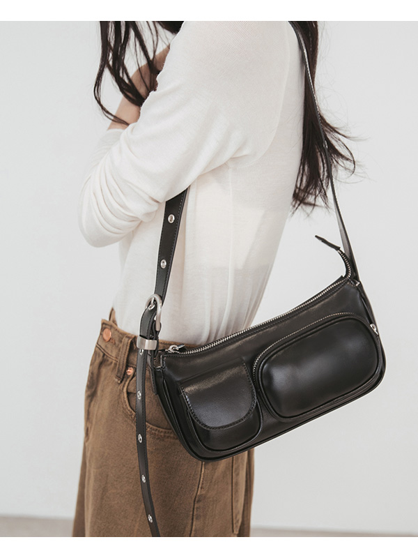 Multi-Pocket Crossbody Bag Black