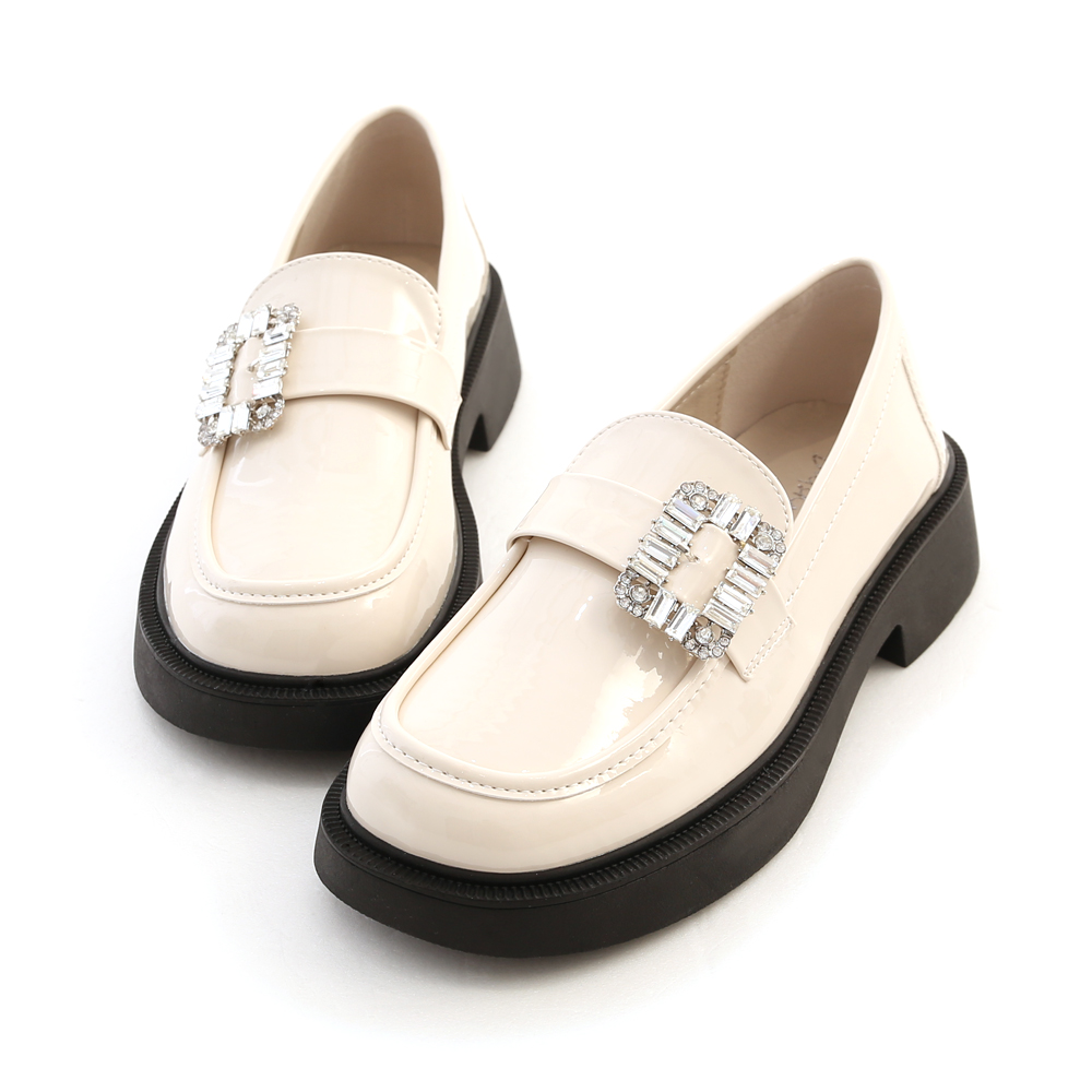 Crystal Embellished Chunky-Sole Loafers Ivory White