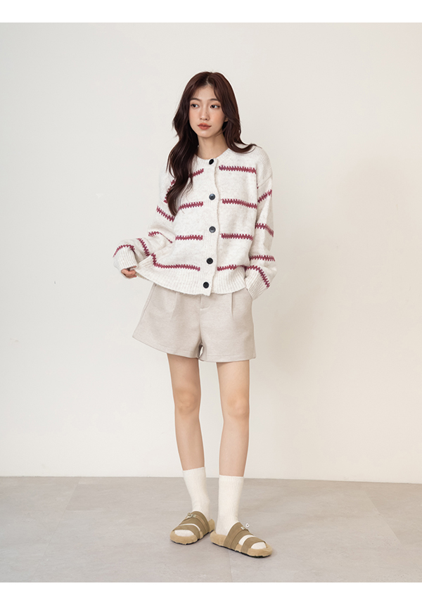 質感金屬鎖釦真皮毛毛拖鞋 杏色