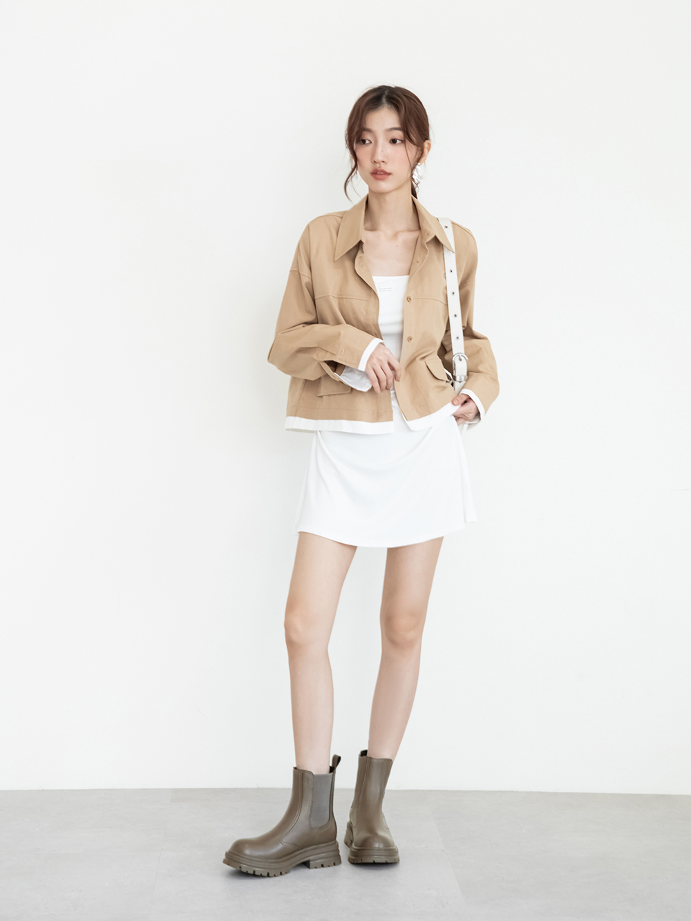 百搭氣場小釦環切爾西短靴 灰色