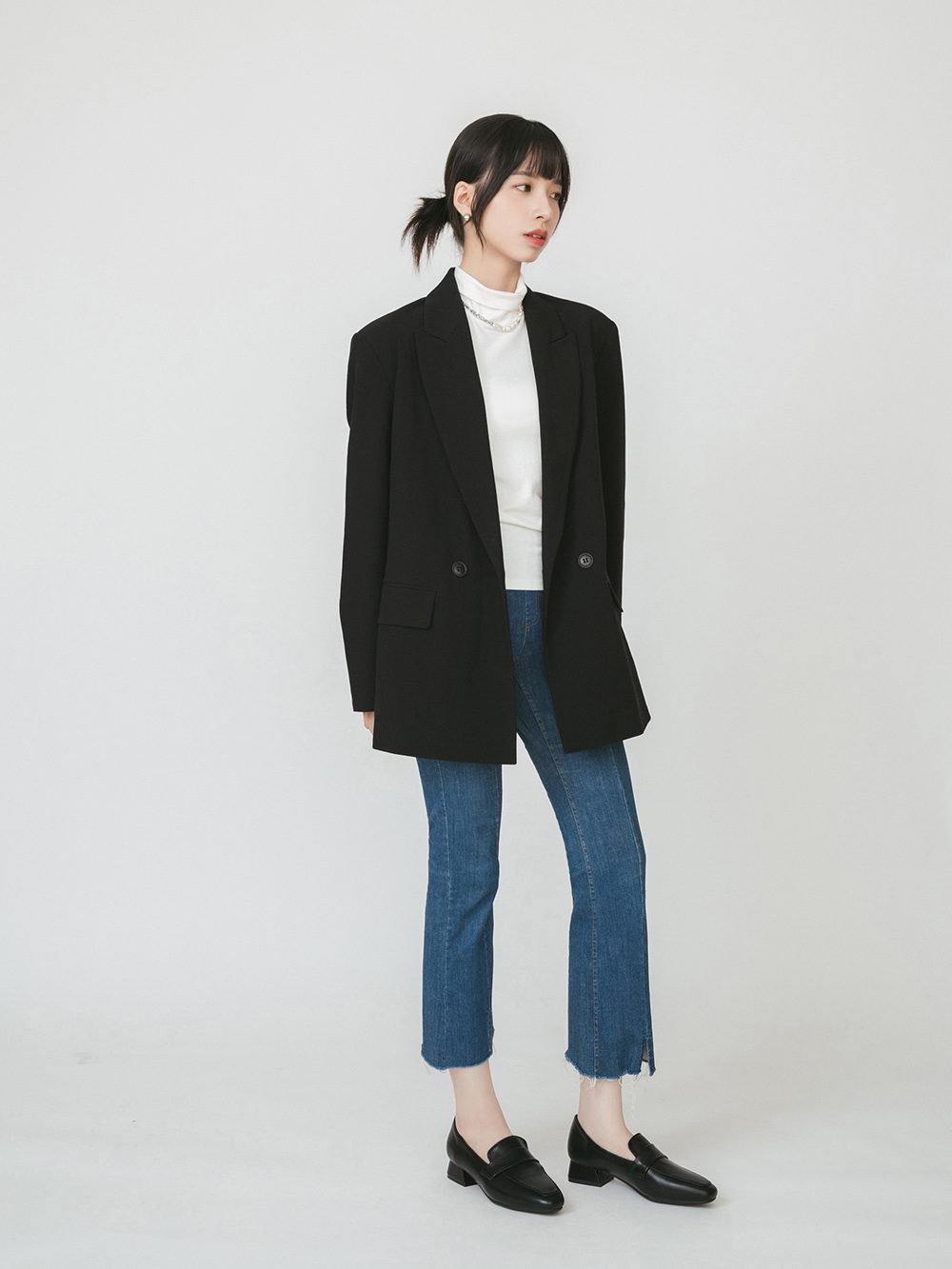 實穿滿分.4D氣墊低跟樂福鞋 時尚黑