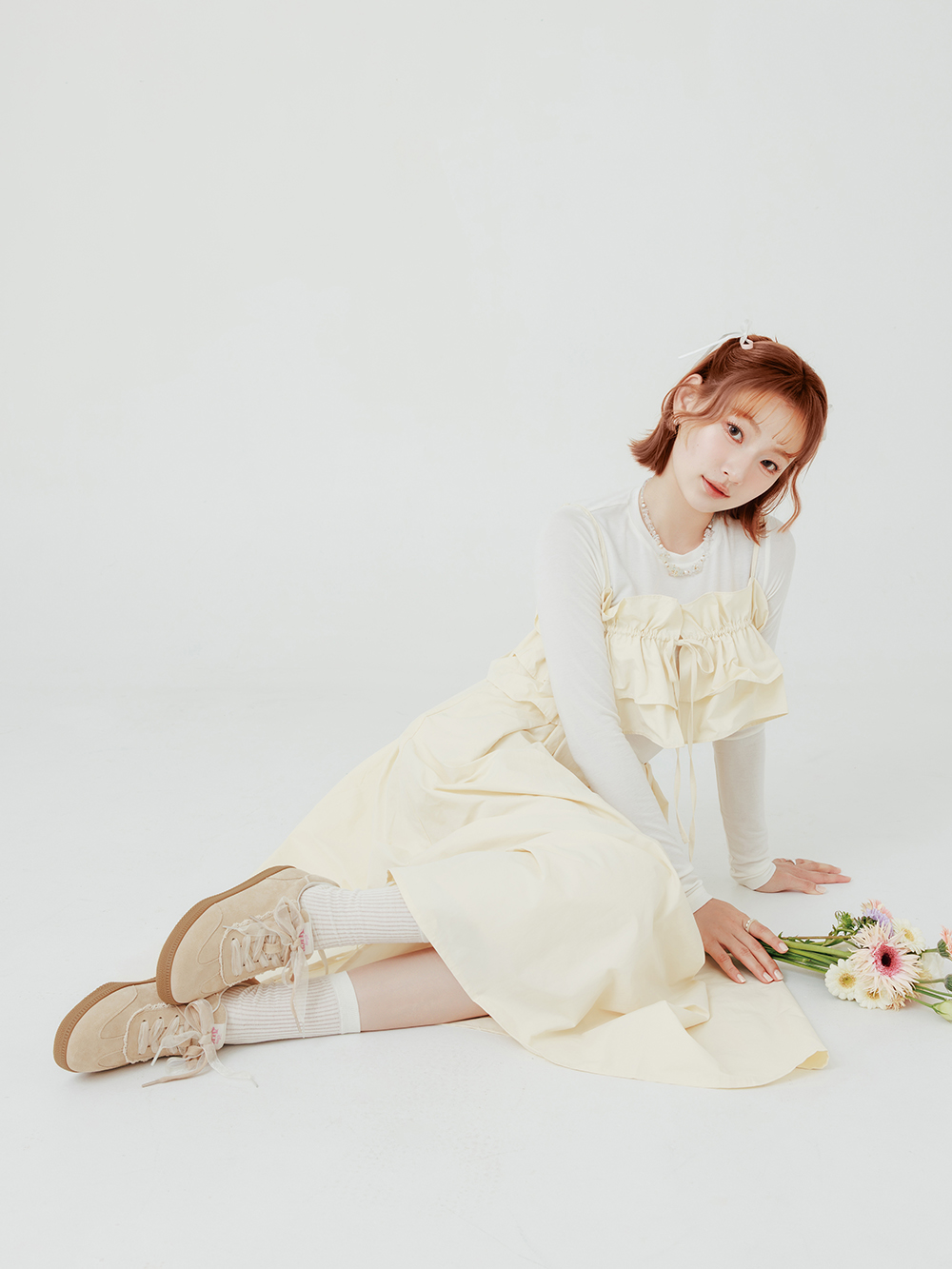 【Disney】愛麗絲蕾絲花邊真皮德訓鞋 奶茶色