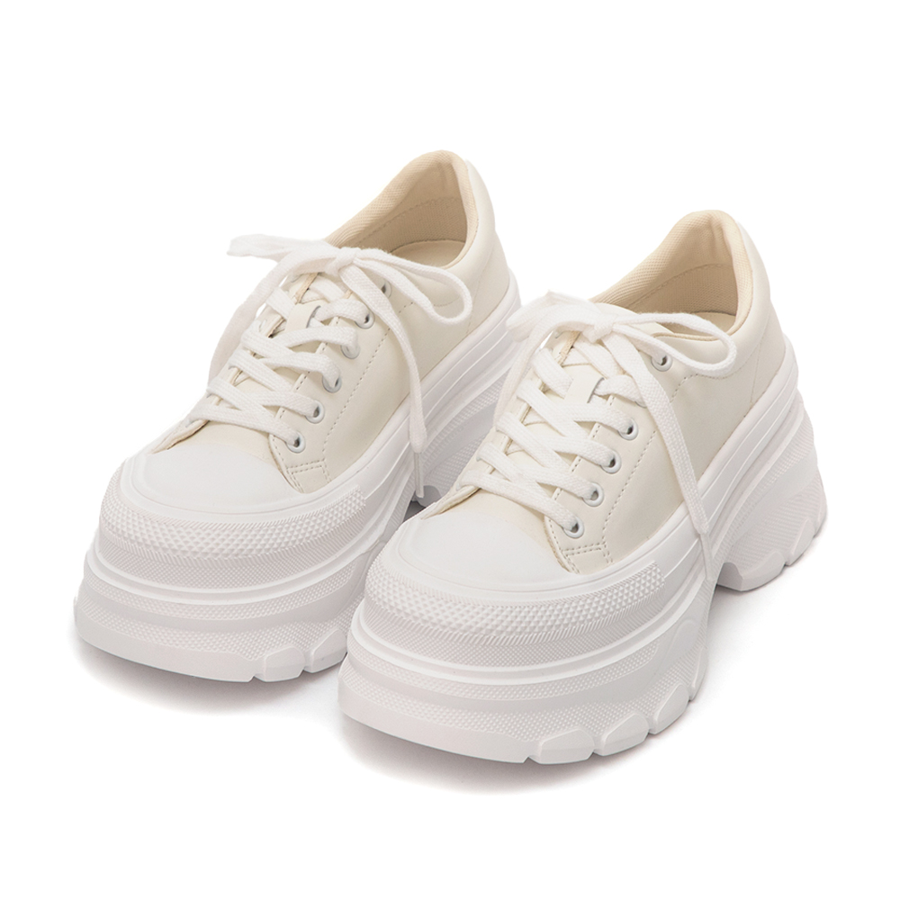 零重力輕運動厚底增高休閒鞋 米白