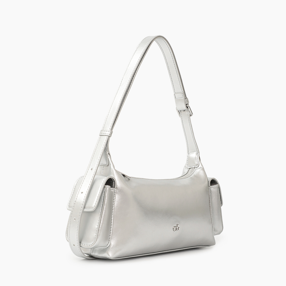 CHIC側口袋斜背包 銀