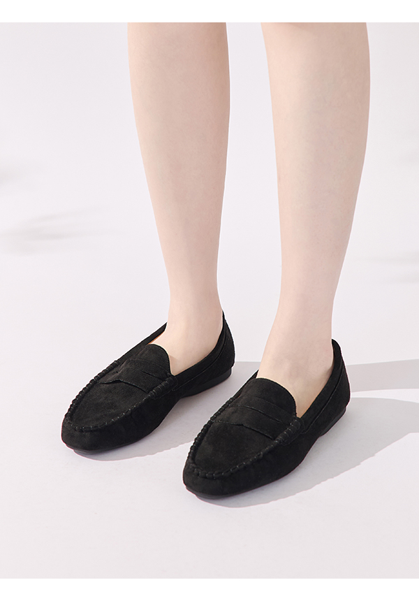 秋冬輕著4D氣墊豆豆底樂福鞋 黑色