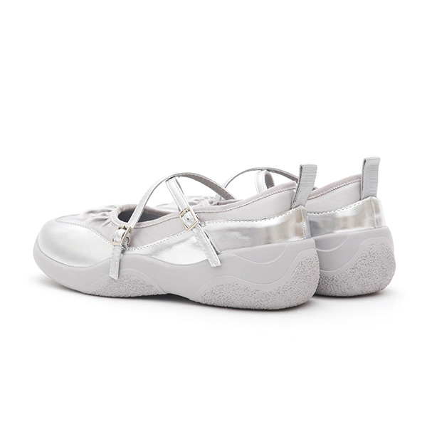 Cross-Strap Functional Mary Jane Shoes Silver