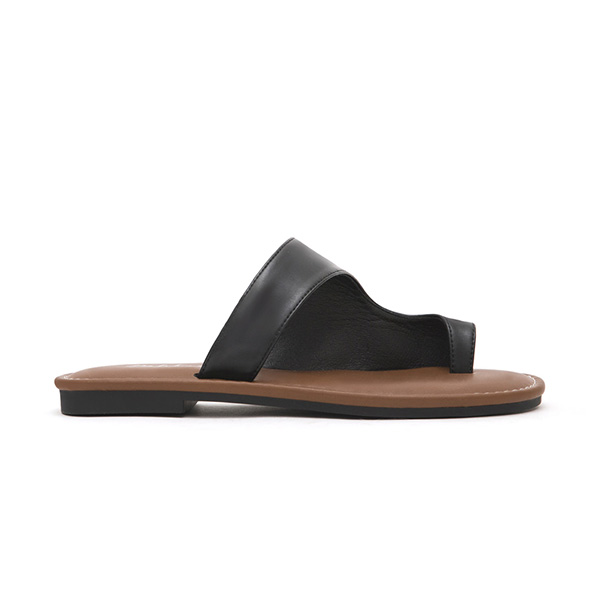 Streamlined Toe Ring Soft Slippers Black