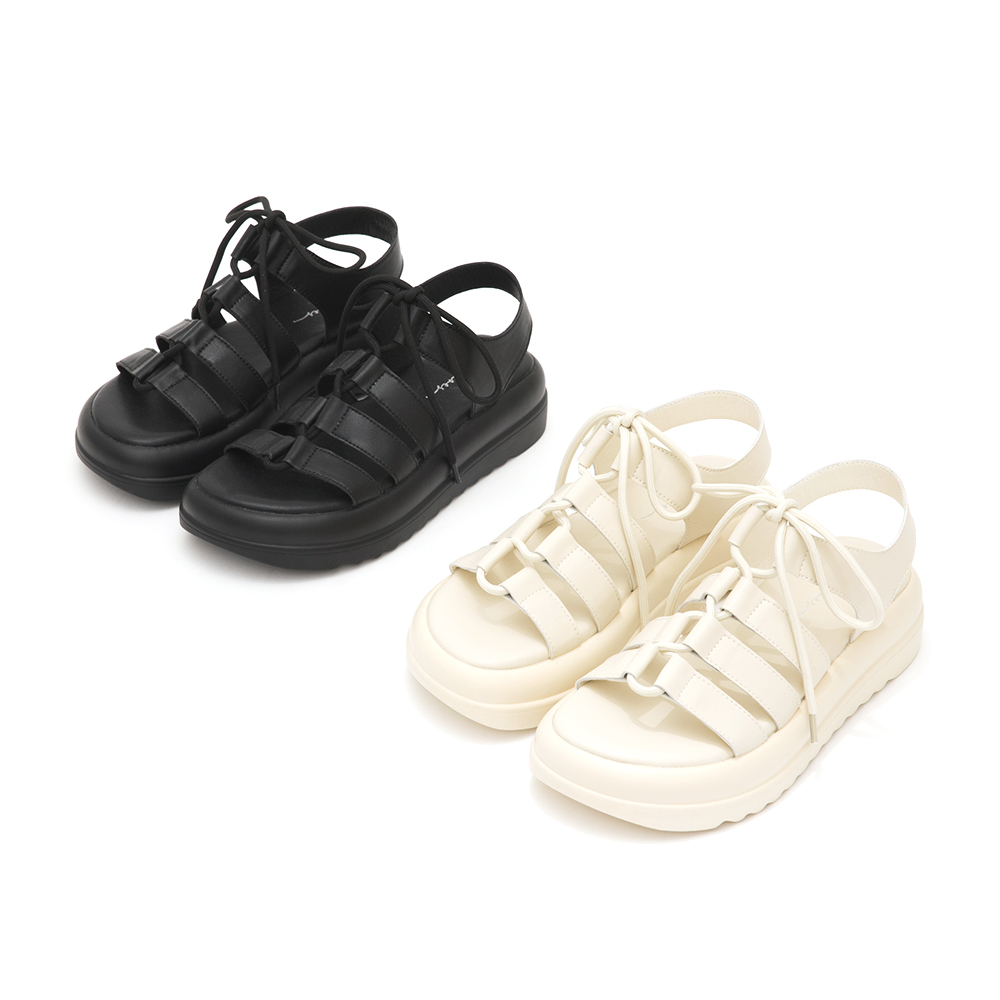 Lace-up Platform Roman Sandals 米