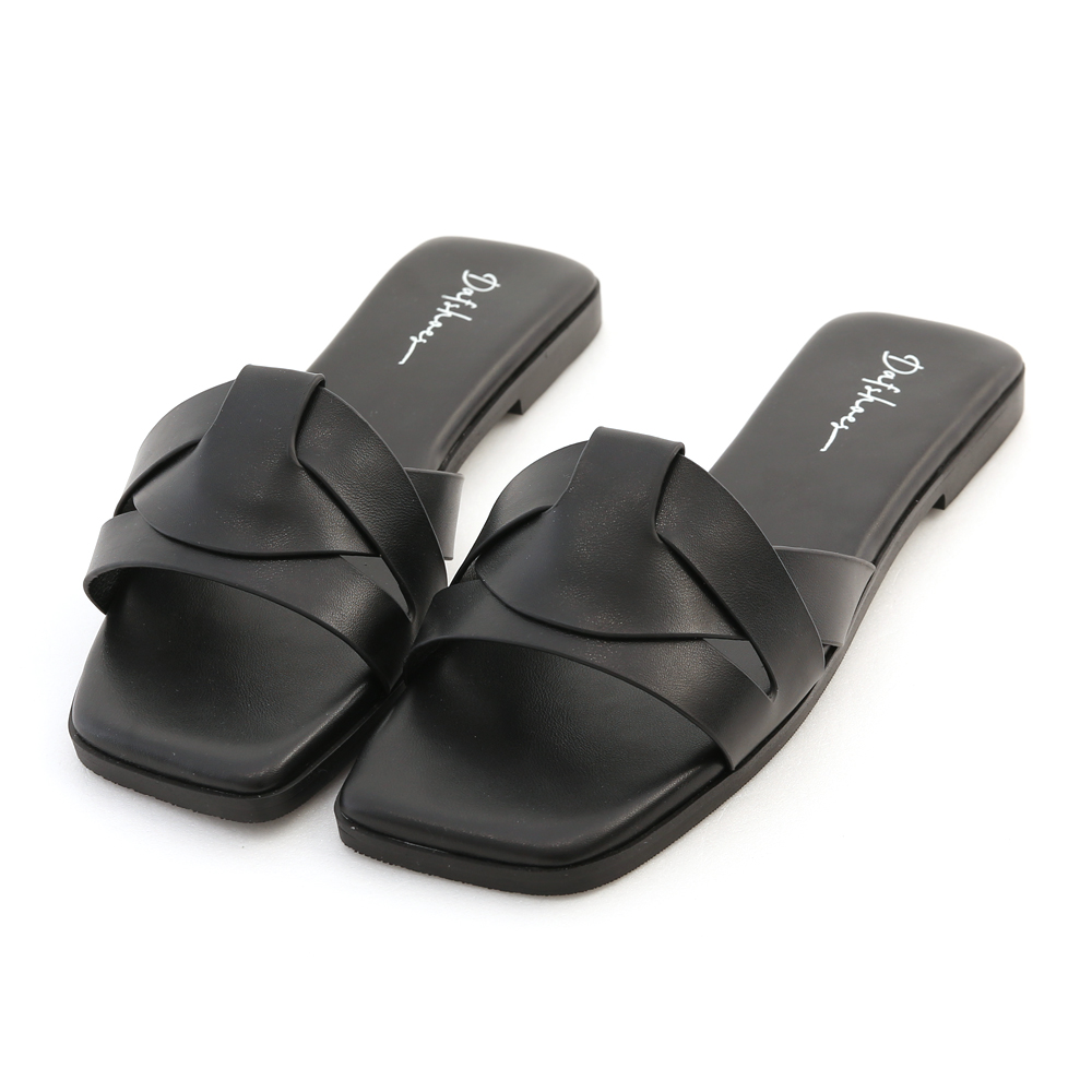 Woven Slide Sandals Black