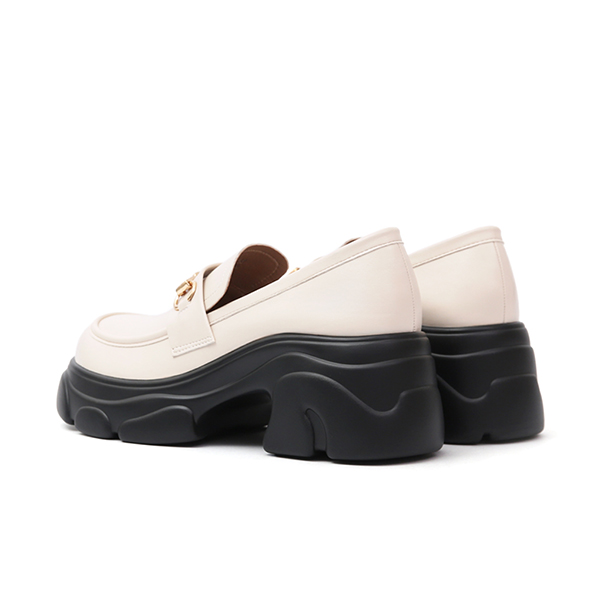 Trendy Horsebit Chunky Sole Loafers Beige