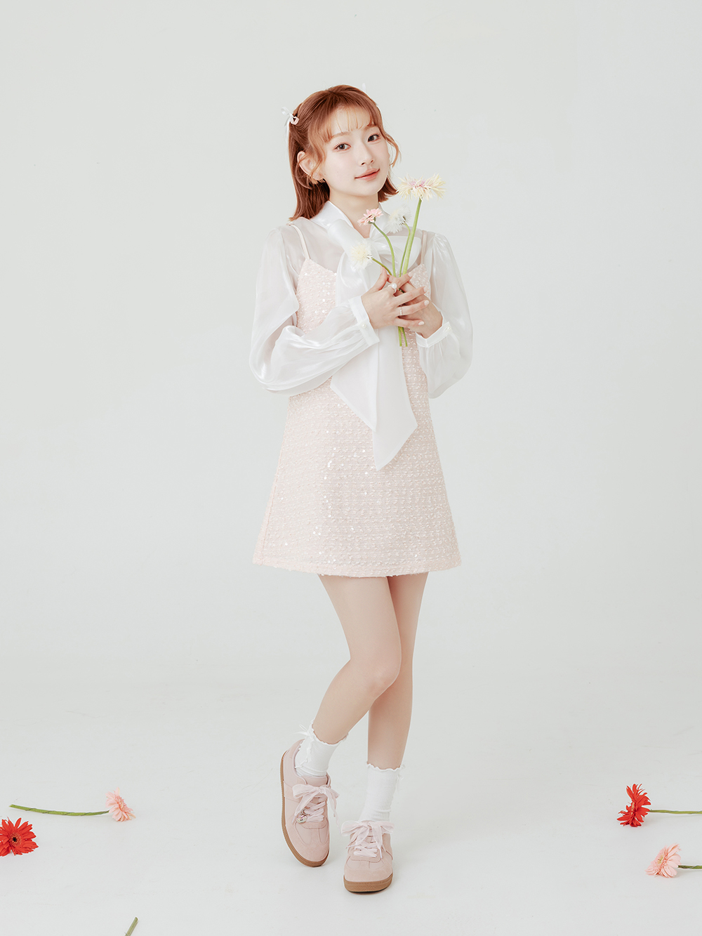 【Disney】妙妙貓小掛飾真皮德訓鞋 裸膚粉