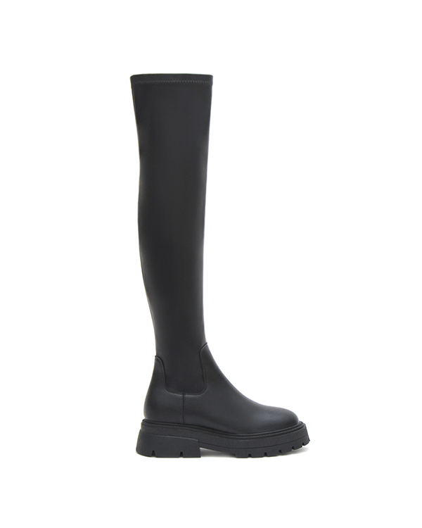 Slimming Solid Over-The-Knee Boots Black