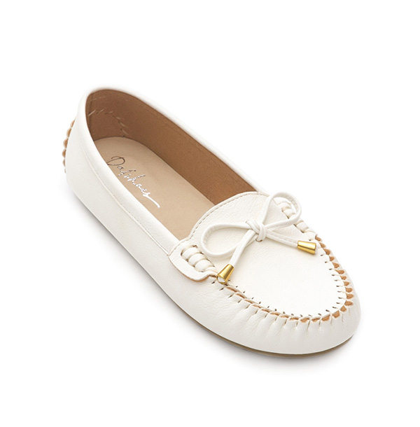 Soft MIT Bow Loafer Moccasins White