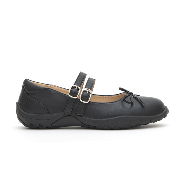 Double-Strap Athletic Ballet Flats Black