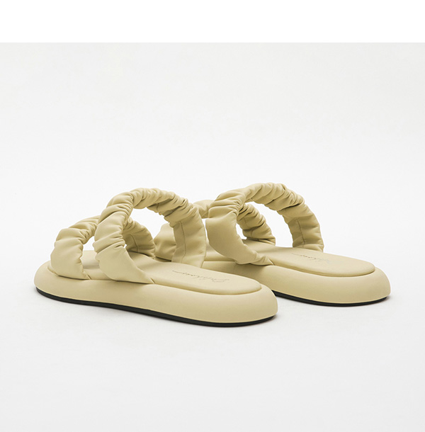 Dreamy Comfy Ruched Double Strap Sandals Yellow