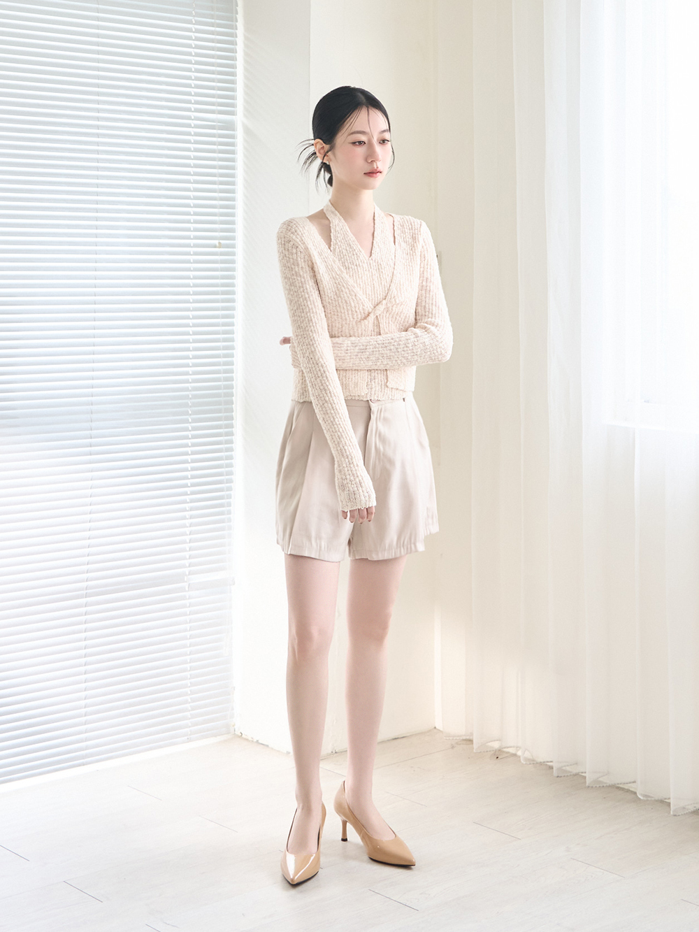 【真皮系列】6.5cm全能氣墊真皮高跟鞋 裸膚杏