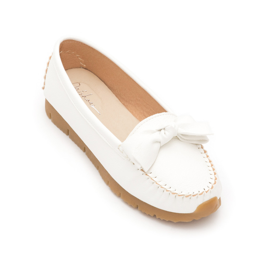 MIT Bow Platform Moccasins White