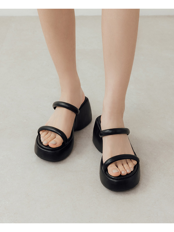 One-Strap Comfy Thick Sole Slide Sandals Black