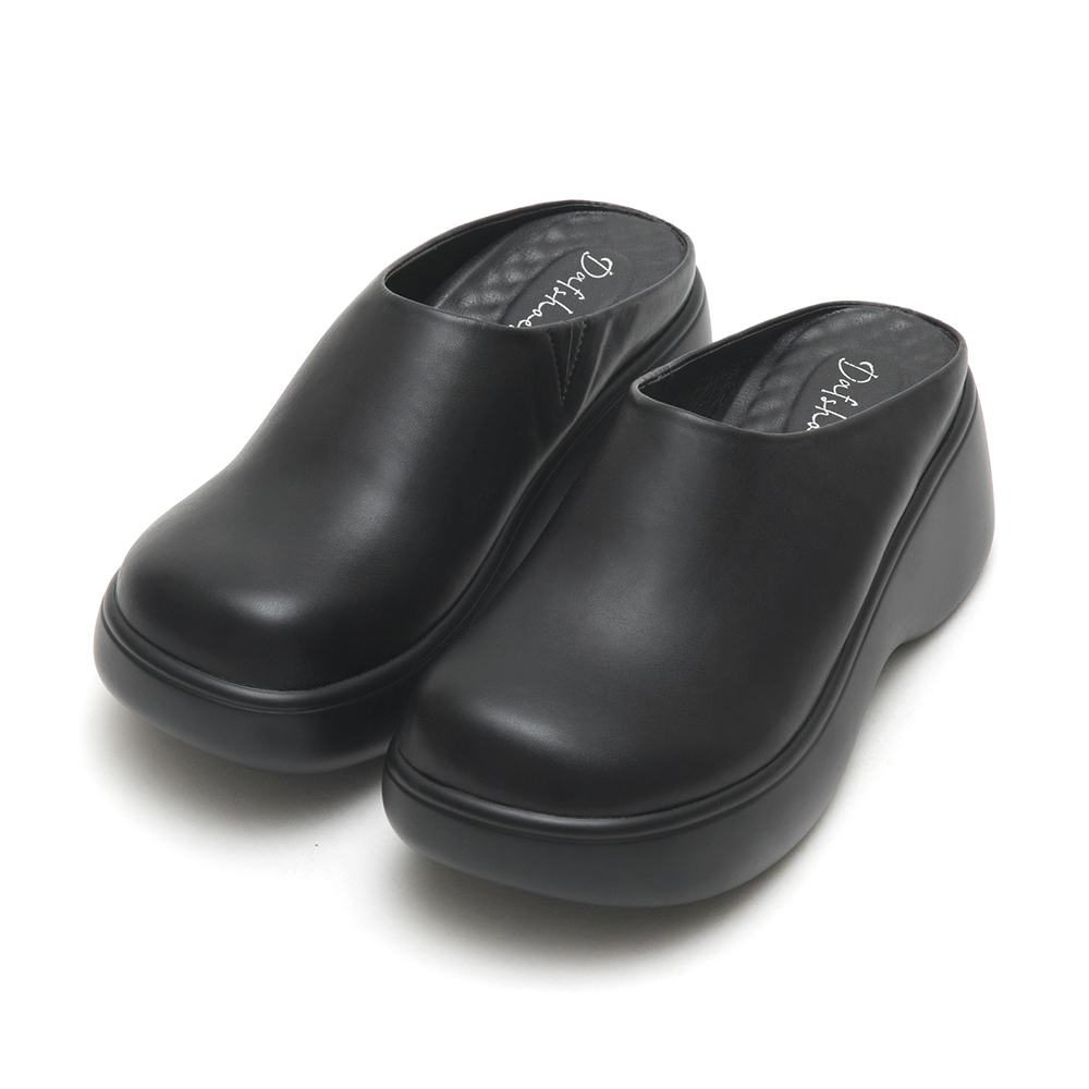 Plain Lightweight Thick Sole Mules Black