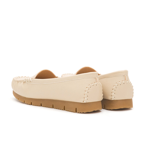 MIT Plain Platform Moccasins Cream