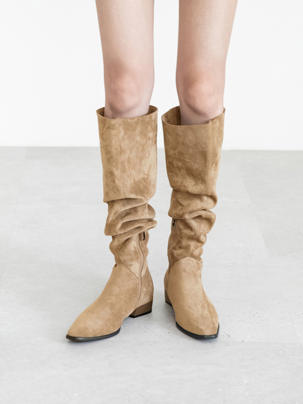 慵懶嬉皮西部堆堆長靴 卡其