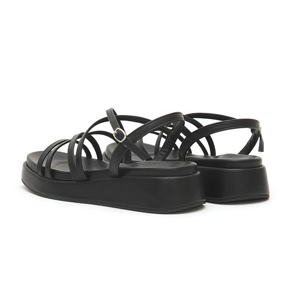 Cross-Strap Thick Sole Sandals Black