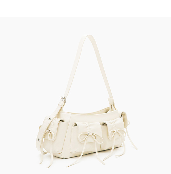 Bowtie Multi-Pocket Convertible Crossbody Bag Beige