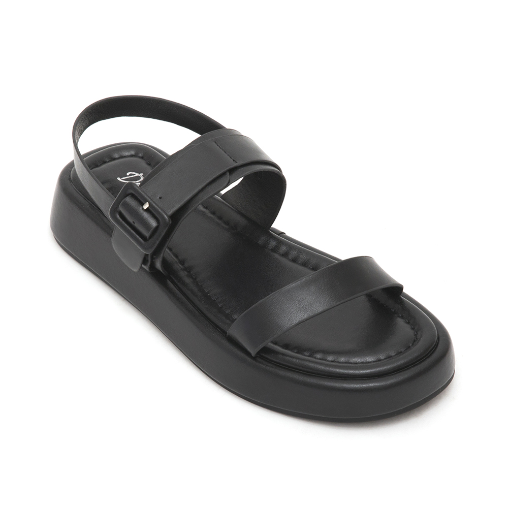 Square Buckle Thick Sole Sandals Black