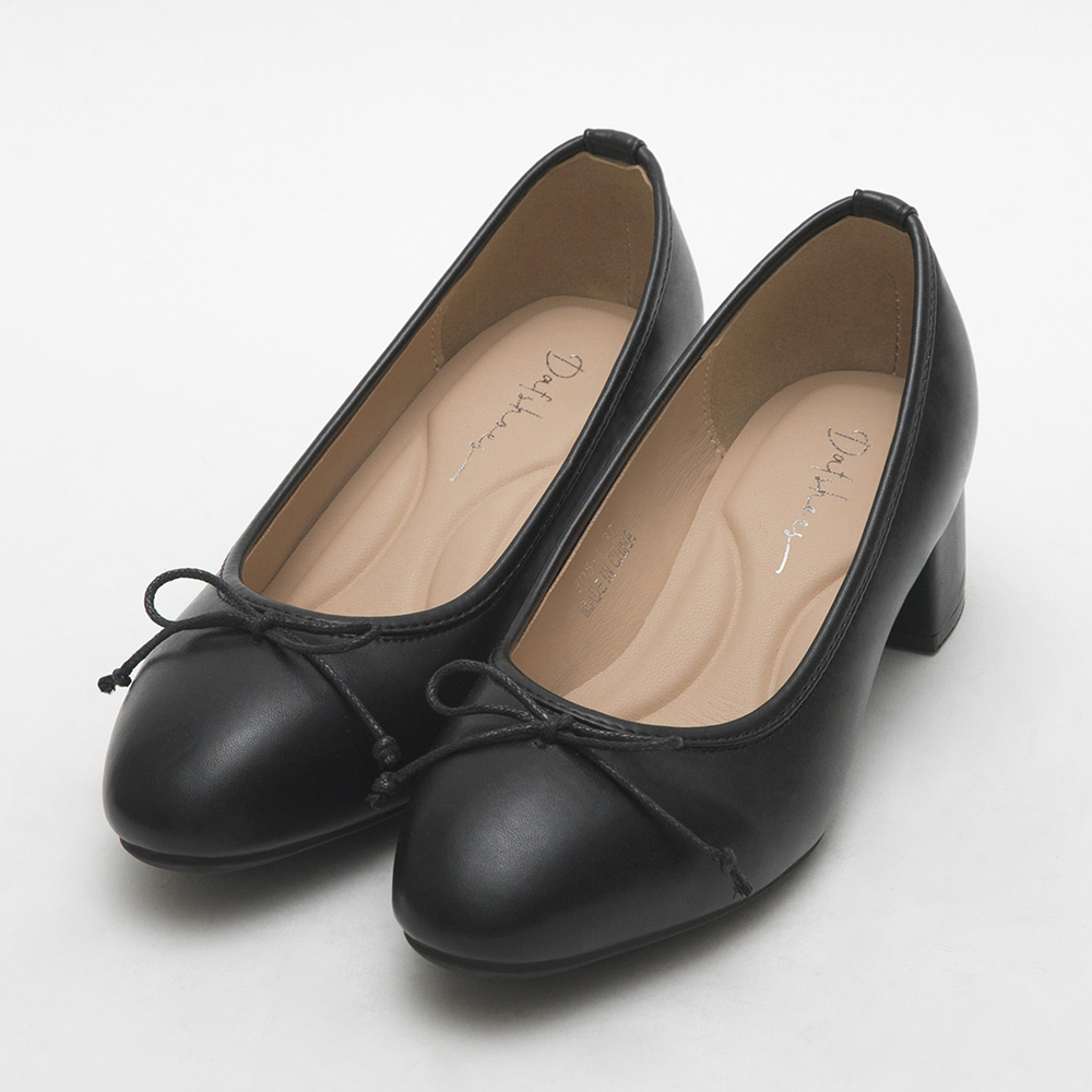 4D Cushioned Mid-Heel Ballets Shoes Black