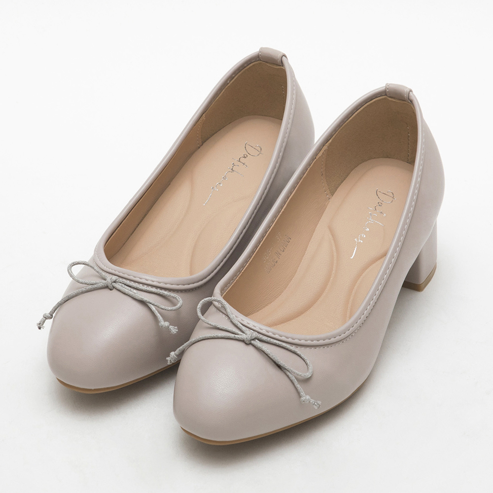 4D Cushioned Mid-Heel Ballets Shoes Grey